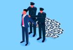 Arresting financial criminals - bond fraud concept